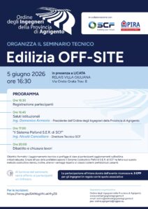 Scopri di più sull'articolo Seminario: “Edilizia OFF-SITE” in presenza a LICATA 5 giugno 2026 ore 16:30