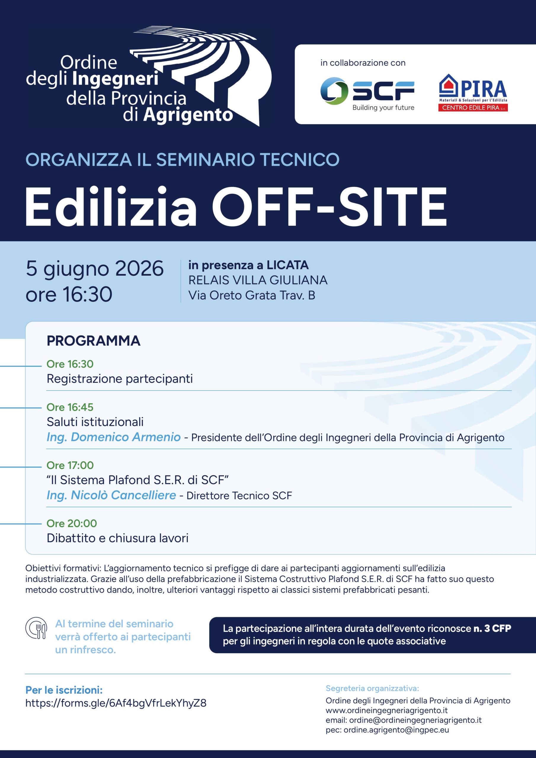Al momento stai visualizzando Seminario: “Edilizia OFF-SITE” in presenza a LICATA 5 giugno 2026 ore 16:30